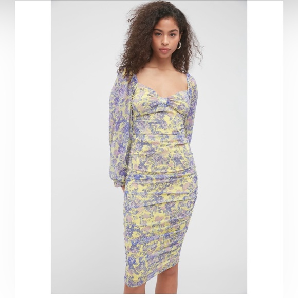 For Love and Lemons Maui Ruched Midi Dress - Picture 2 of 8